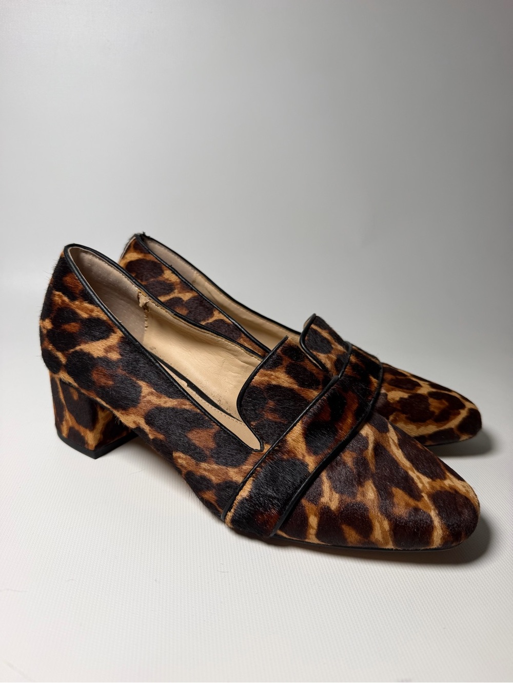 Alex Marie Leopard Print Calf Hair Loafers - sz 9